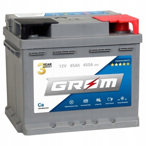 AKUMULATOR 45AH 12V 450A P+ GROM PREMIUM 3 LATA GWARANCJI