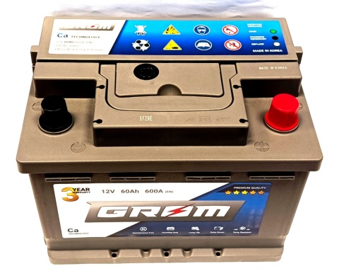 AKUMULATOR 60AH 12V 600A P+ GROM PREMIUM 3 LATA GWARANCJI