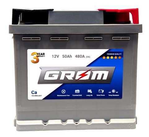 AKUMULATOR 50AH 12V 480A P+ GROM PREMIUM 3 LATA GWARANCJI