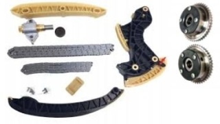 ZESTAW ŁAŃCUCHA ROZRZĄDU +WARIATORY MERCEDES 1.8 2.0 KOMPRESOR M271 ZESTAW DOLOT + WYDECH, 2710500800, 2710500900, B19296