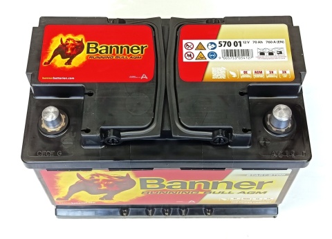 AKUMULATOR AGM 70AH 12V 760A P+ BANNER RUNNING BULL AGM, P57001
