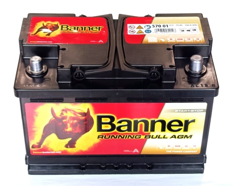 AKUMULATOR AGM 70AH 12V 760A P+ BANNER RUNNING BULL AGM, P57001